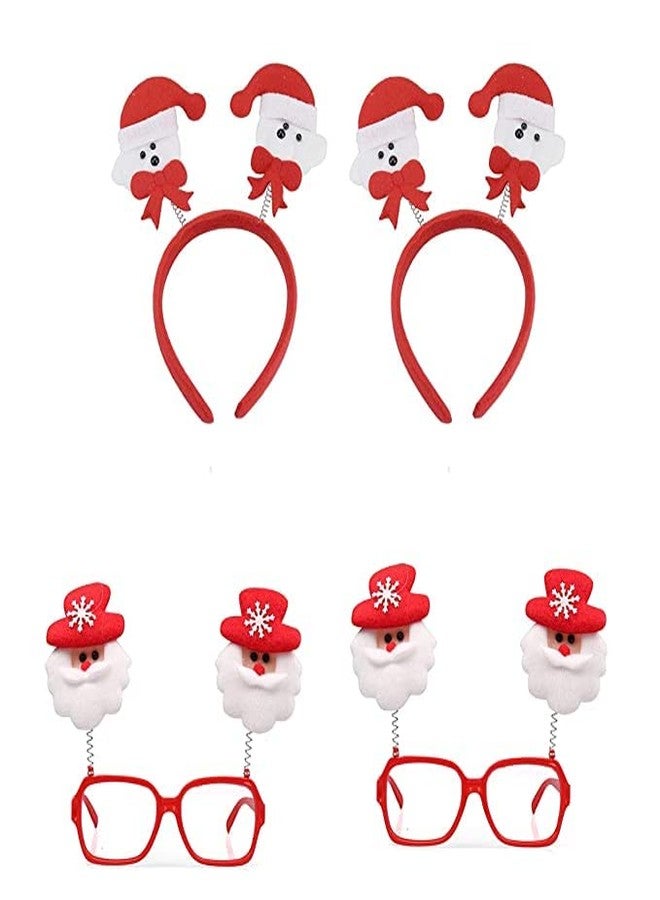 Partunay Set Of 2 Christmas Party Santa Claus Goggles With 2 Gills Headbands Christmas Costume for Kids Adults Christmas Xmas Party Props Favor Christmas Gift For Kids